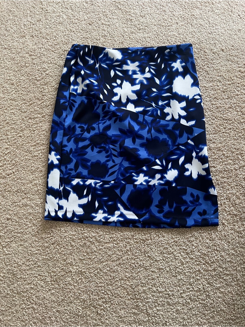 Relativity Blue and White Floral Pencil Skirt